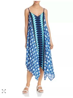 Tommy Bahama Tide Seashell Scarf Dress Swim Cover-Up. Blue Green Tie Dye. Sz S/M